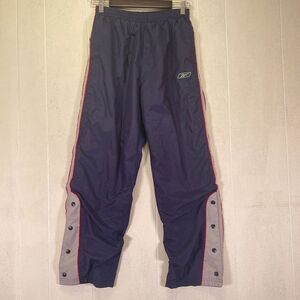 Large Reebok 26x27 Athletic Running Joggers Track Pants Blue Leg‎ Buttons